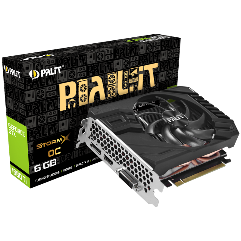 VC Palit nVidia GTX1660 StormX OC 6GB GDDR5, 192bit, DVI, HDMI, DP part# NE51660S18J9-165F