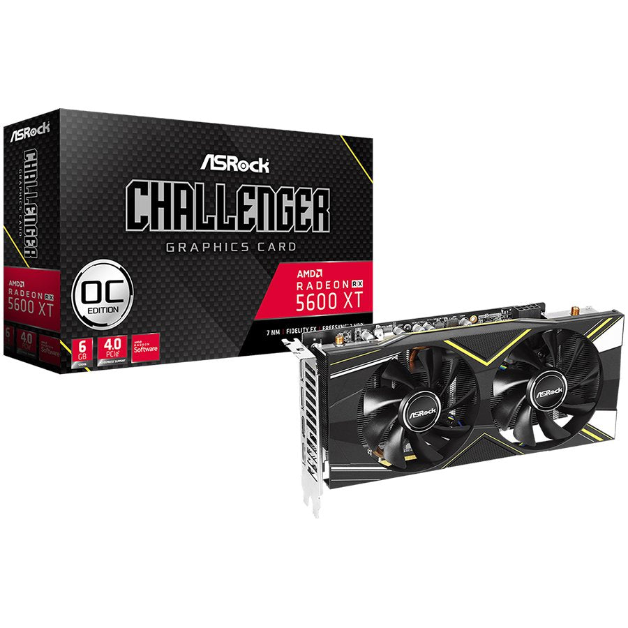 ASROCK Video Card AMD Challenger D RX5600XT 6G OC GDDR5 192bit 3 x DP, HDMI Retail