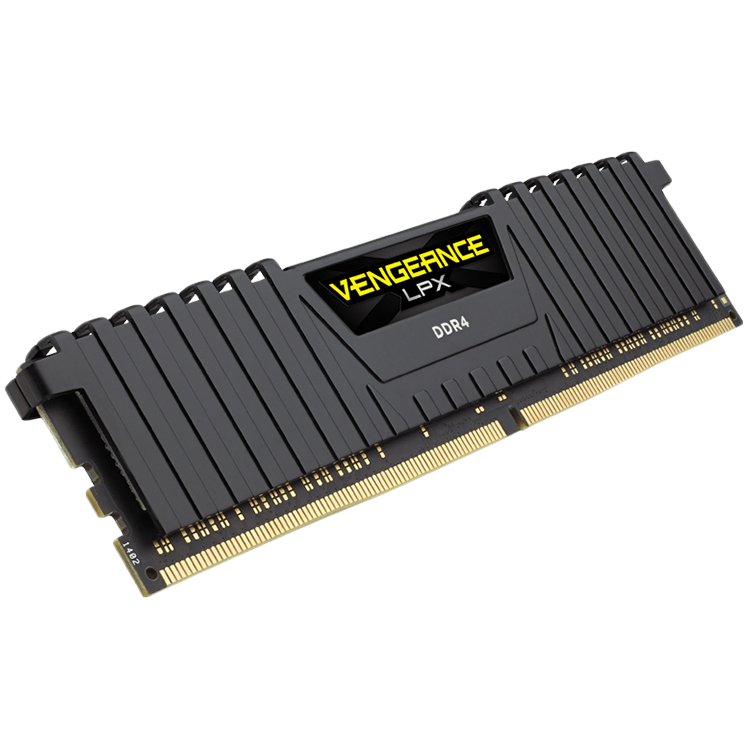 CORSAIR DDR4, 3200MHz 8GB 1x8GB DIMM, 16-18-18-36, SPD base 2666, XMP 2.0, Vengeance LPX Black Heatspreader, Black PCB, 1.35V, for Ryzen/AM4