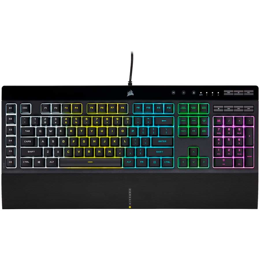 CORSAIR K55 RGB PRO Gaming Keyboard, Backlit Zoned RGB LED, Rubberdome