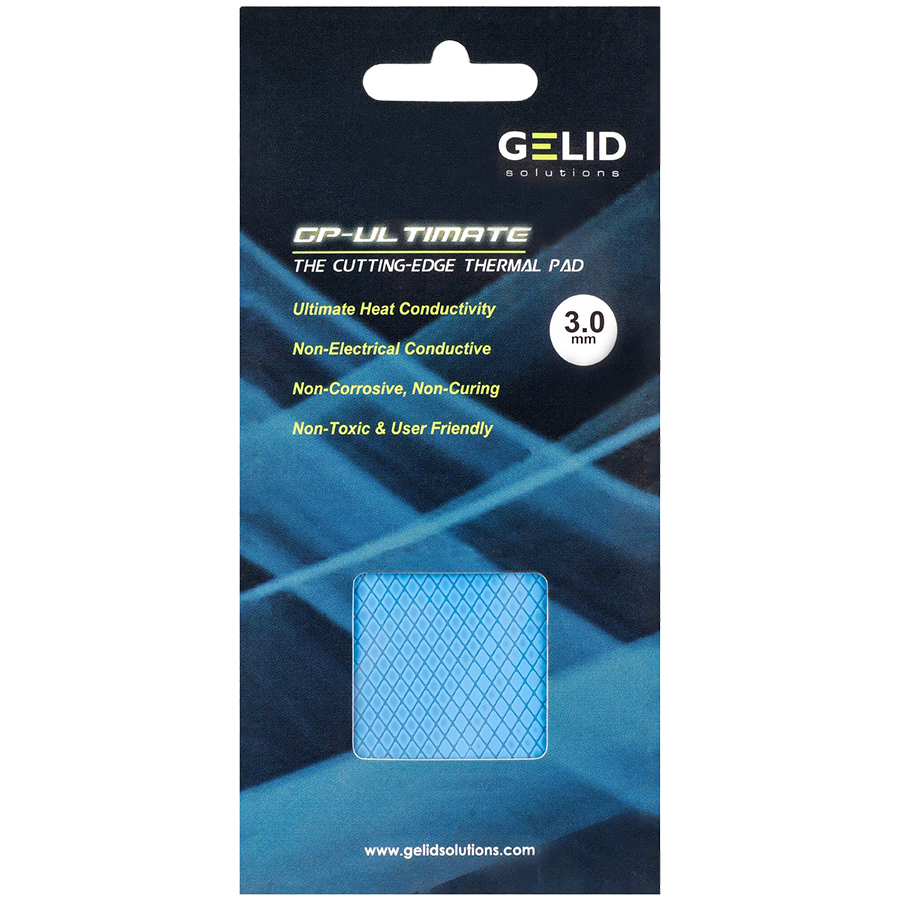 GELID GP-ULTIMATE 90 x 50 THERMAL PAD, Single Pack (1pc included): 3 mm, Density (g/cm3): 3.2, Size (mm): 90 x 50, Thermal Conductivity (W/mK): 15