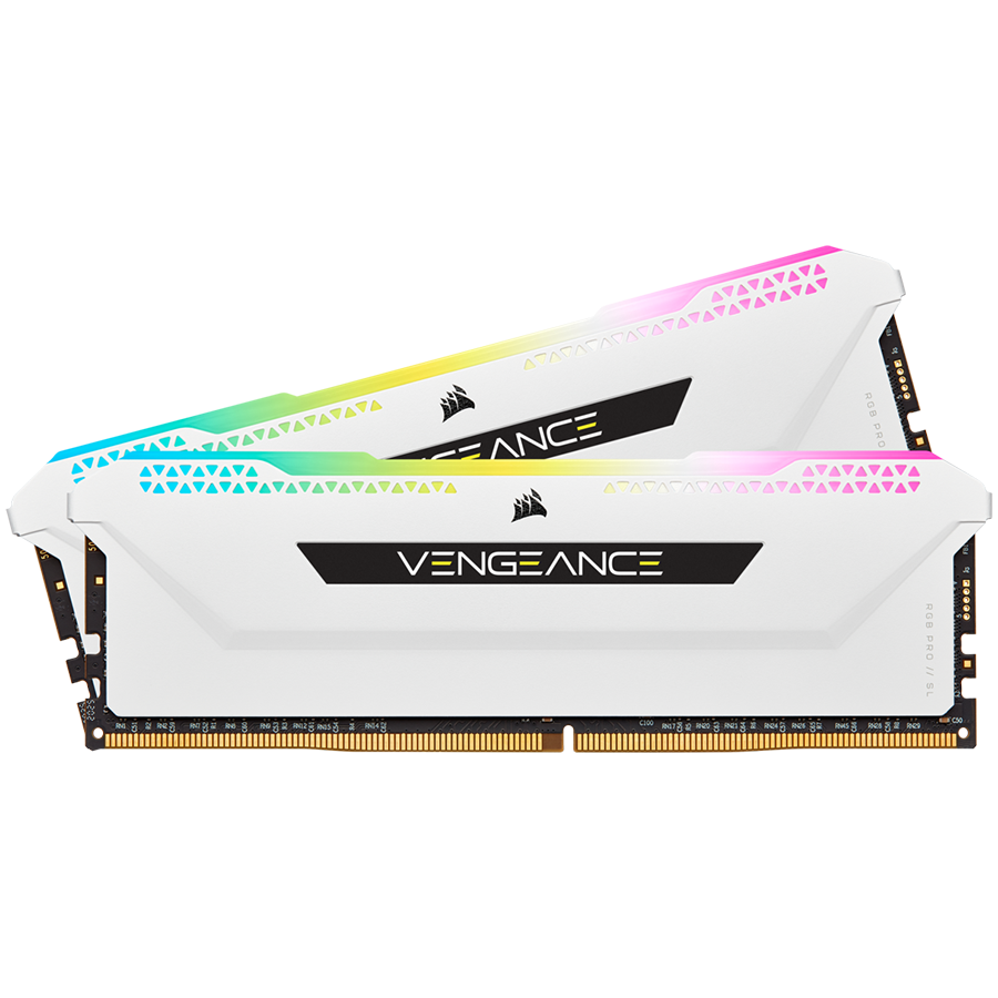 CORSAIR DDR4, 3200MHz 32GB 2x16GB Dimm, 16-20-20-38, XMP 2.0, Vengeance RGB Pro SL White Heatspreader, RGB LED, Black PCB, 1.35V, for AMD Ryzen & Intel