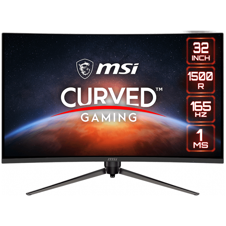 MSI Optix AG321CR Curved Gaming Monitor, 31.5" 165Hz, FHD (1920x1080), VA Anti-glare, 1ms, 250nit, 4000:1, 178°/178°, 1500R Curve, FreeSync Premium, Mystic Light, 1x DP, 2x HDMI, 1x Earphone out, Adjustable stand, 3Y Warranty