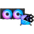 MSI MAG CORELIQUID C240 Liquid Cooler, 2x 120mm ARGB 2000rpm PWM Fans, ARGB Block, Radiator Pump Design, Intel LGA 115x/1200/1700/1366/2011/2066; AMD AM5/AM4/FM2+/FM2/FM1/AM3+/AM3/AM2+/AM2, 3Y Warranty