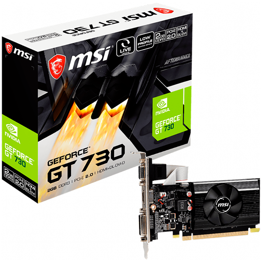 MSI Video Card Nvidia GeForce GT 730 2GB 64bit N730K-2GD3/LP