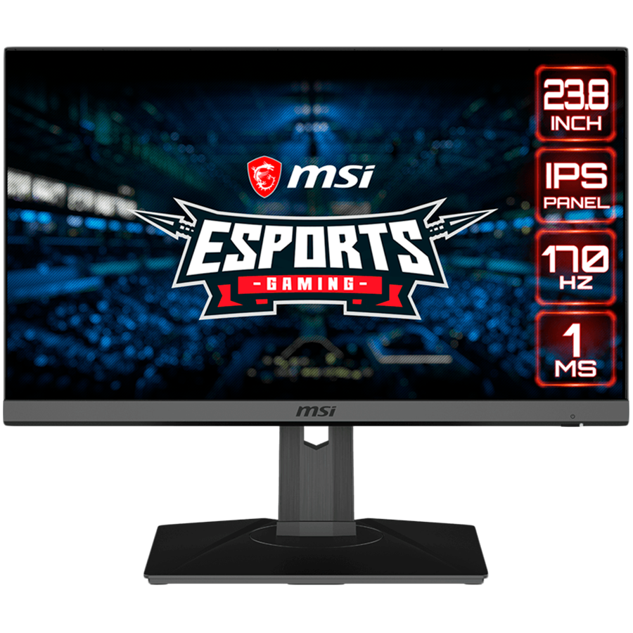 MSI OPTIX MAG245R2 Gaming Monitor 23.8" 170Hz, FHD (1920x1080) 16:9, Anti-Glare, 1ms, 250nits, 1000:1, 178°/178°, FreeSync Premium, 3xHDMI 2.0, 1xDP, 1x Earphone out, Adjustable stand, 3Y