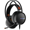 CANYON INTERCEPTOR GH-8A, Gaming headset 3.5mm jack plus USB connector for LED backlight, adjustable microphone and volume control, with 2in1 3.5mm adapter, cable 2M, Black and Orange, 0.36kg