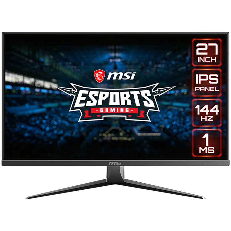 MSI Optix MAG273 Gaming Monitor, 27" 144Hz, FHD (1920x1080) 16:9, Anti-glare, 1ms, 250nits, 1000:1, 178°/178°, Freesync, Adjustable Stand, 1x DP, 1x HDMI, 3Y Warranty