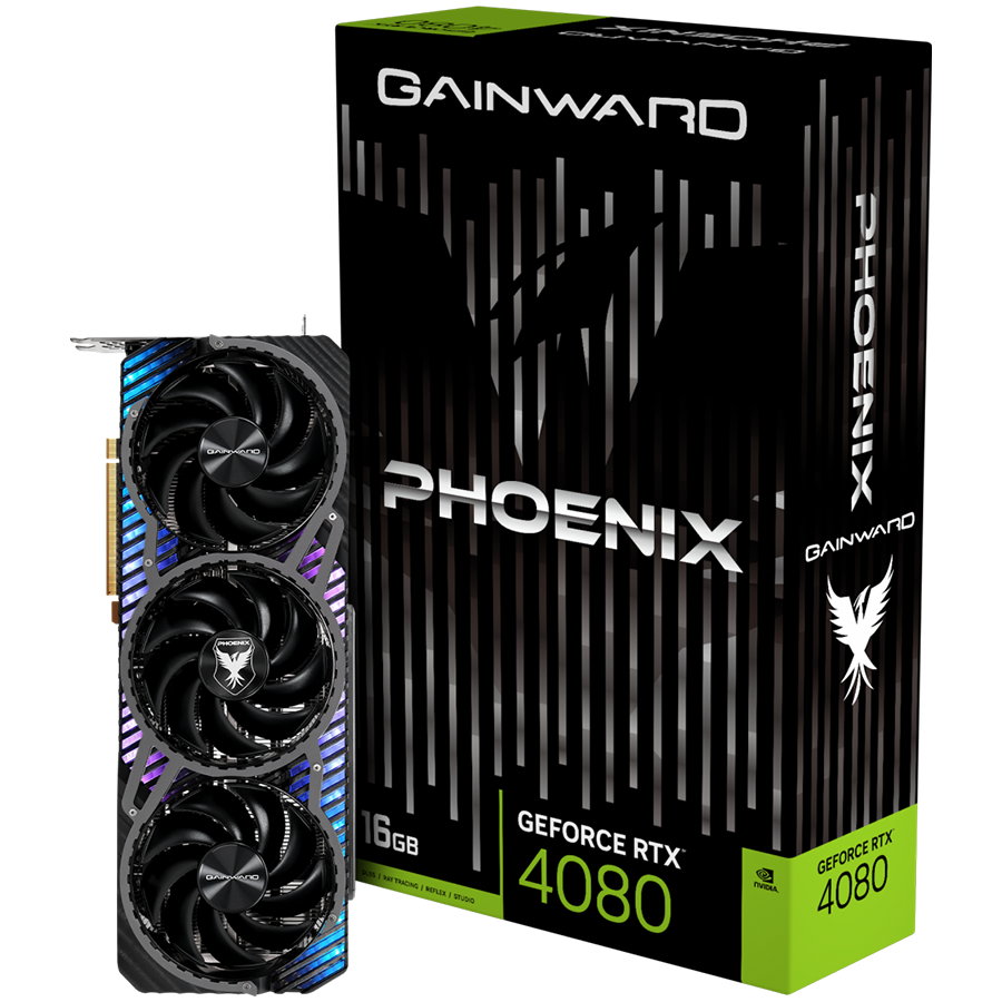 GAINWARD GeForce RTX 4080 Phoenix 16GB GDDR6X, 256 bit, 1x HDMI 2.1a, 3x DP 1.4a, 3x fan, 1x 16-pin pwr connector, 850W, NED4080019T2-1032X