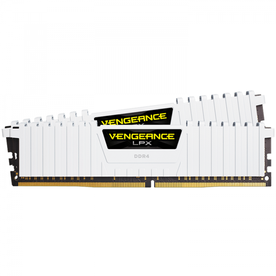 CORSAIR DDR4, 3200MHz 32GB 2x16GB Dimm, Dual Rank, 16-20-20-38, XMP 2.0, Vengeance LPX White Heatspreader, Black PCB, 1.35V