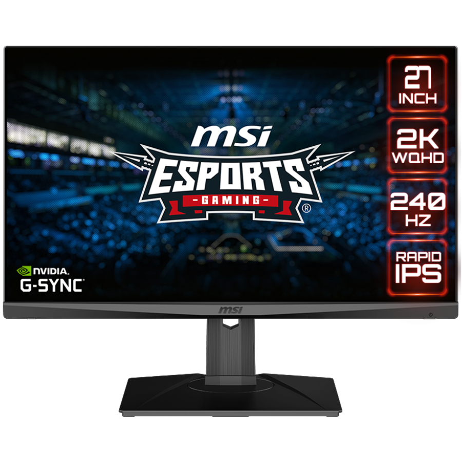 MSI Optix MAG274QRX  Gaming Monitor, 27" 240Hz, WQHD (2560x1440), Anti-glare, 1ms, 400nit, 1000:1, 178°/178°, NVIDIA G-Sync, Rapid IPS, 1x DP, 2x HDMI, 1x Type C, 1x Headphone out, Adjustable stand, 3Y