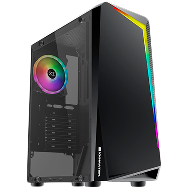 Xigmatek Vortex EN46171, ATX/M-ATX/Mini ITX, USB3.0x1+USB2.0x2, Rainbow LED Front Panel, Left Tempered Glass, Rear SYNC XCR120 Fan