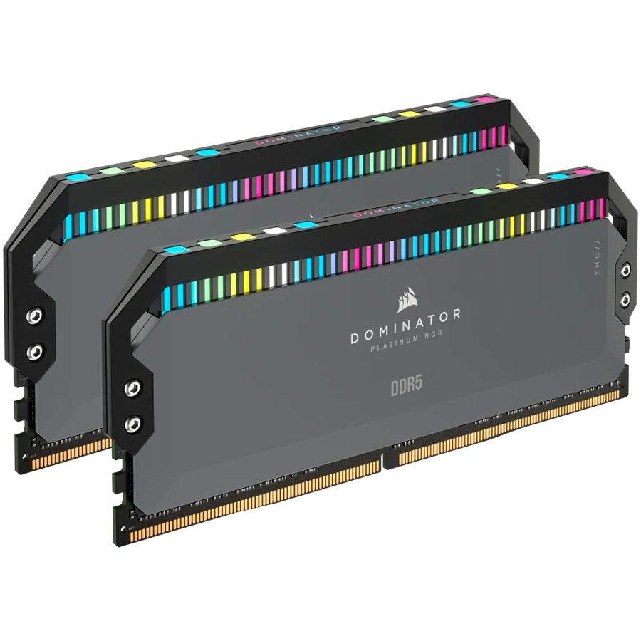 CORSAIR DDR5, 6000MT/s 32GB 2x16GB DIMM, 30-36-36-76, Std PMIC, AMD EXPO, DOMINATOR PLATINUM RGB DDR5 Cool Grey Heatspreader, RGB LED, 1.4V