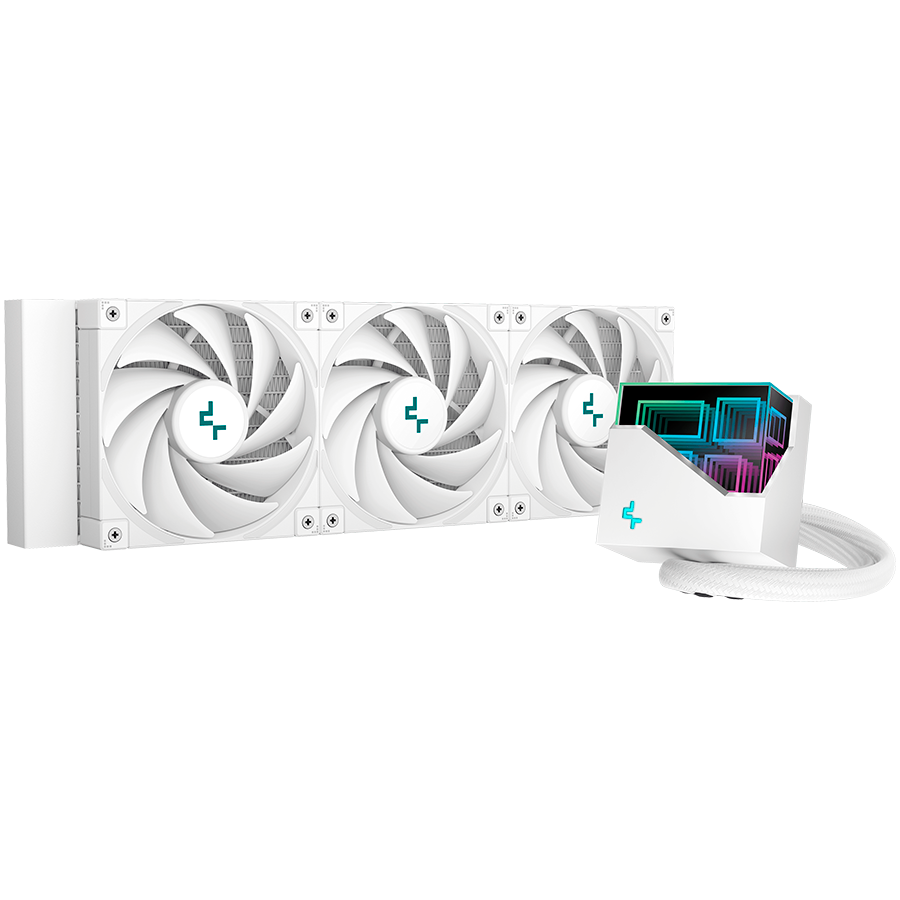 DeepCool LT720 WH, 360mm CPU Liquid Cooler, 3x120mm FK120 PWM Fans, ARGB Multidimensional Infinity Mirror Top Cap, White, LGA 2066/2011-v3/2011/1700/1200/115x, AMD sTRX4/sTR4/AM5/AM4, 5Y, R-LT720-WHAMNF-G-1