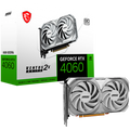 MSI Video Card Nvidia GeForce RTX 4060 VENTUS 2X WHITE 8G OC, 8GB GDDR6, 128bit, Boost: 2490 MHz, 3072 CUDA Cores, PCIe 4.0, 3x DP 1.4a, HDMI 2.1a, RAY TRACING, Dual Fan, 1x 8pin, 550W Recommended PSU, 3Y