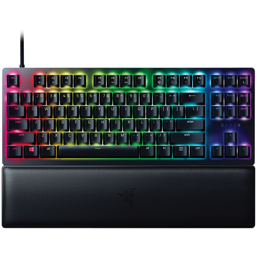 Razer Huntsman V2 Tenkeyless, Optical Gaming Keyboard (Clicky Optical Switch), US Layout, Doubleshot PBT Keycaps, Sound Dampening Foam, Razer Chroma™ RGB, Up to 8000Hz polling rate, Aluminum matte top plate