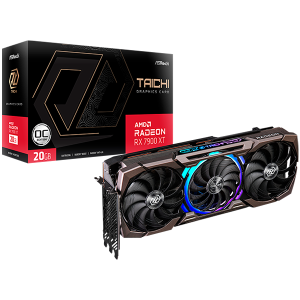 Asrock Video Card AMD Radeon RX7900XT Taichi 20GB OC, GDDR6, 320-bit, 3 x DisplayPort 2.1, 1 x HDMI 2.1, 3 x 8-pin Power Connectors, Recommended PSU 800W