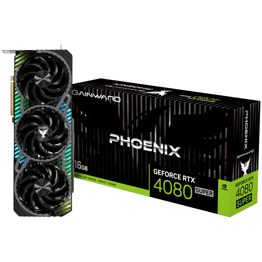 Gainward GeForce RTX 4080 SUPER Phoenix,  16GB GDDR6X, 256 bit, 1x HDMI 2.1a, 3x DP 1.4a, 3x fan, 1x 16-pin pwr connector, 850W, NED408S019T2-1032X