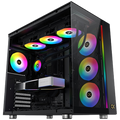 Xigmatek AQUA Ultra Air EN41907, Black, E-ATX/ATX/M-ATX/MINI ITX, USB 3.0 X 2, USB 2.0 X 2, USB-C X 1, HD AUDIO, Mesh Top, Front & Left TG, ARGB Strip, 7PCS Z20A&Galaxy II Fan Control Kit