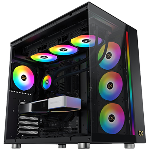 Xigmatek AQUA Ultra Air EN41907, Black, E-ATX/ATX/M-ATX/MINI ITX, USB 3.0 X 2, USB 2.0 X 2, USB-C X 1, HD AUDIO, Mesh Top, Front & Left TG, ARGB Strip, 7PCS Z20A&Galaxy II Fan Control Kit
