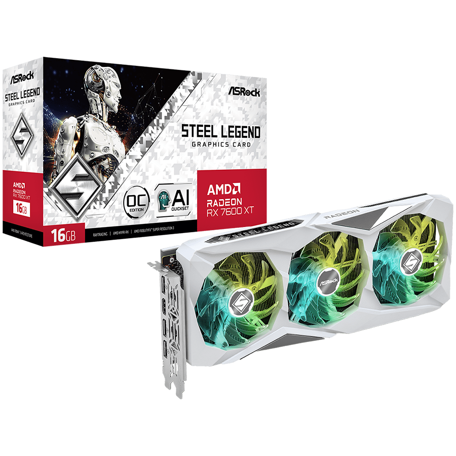 ASROCK Video Card AMD Radeon RX 7600 XT Steel Legend 16G OC