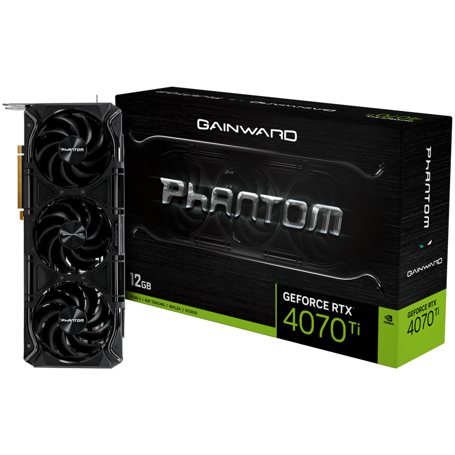 GAINWARD GeForce RTX 4070 Ti Phantom 12GB, GDDR6X, 192 bit, 1x HDMI 2.1, 3x DP 1.4a, 3 Fan, 1x 16-pin power connector, recommended PSU 750W, NED407T019K9-1045P