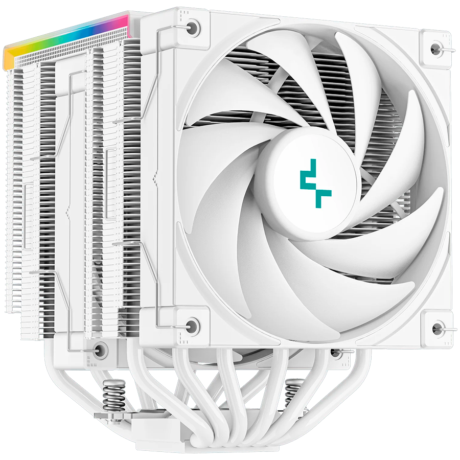 DeepCool AG620 Digital WH, CPU Air Cooler, White 2x120mm ARGB PWM Fan, TDP 260W, 6 Heatpipes, Intel LGA2066/2011-v3/2011/1700/1200/115x, AMD AM5/AM4,129×138×162 mm(L×W×H), Fluid Dynamic Bearing, 2y, R-AK620-WHADMN-G