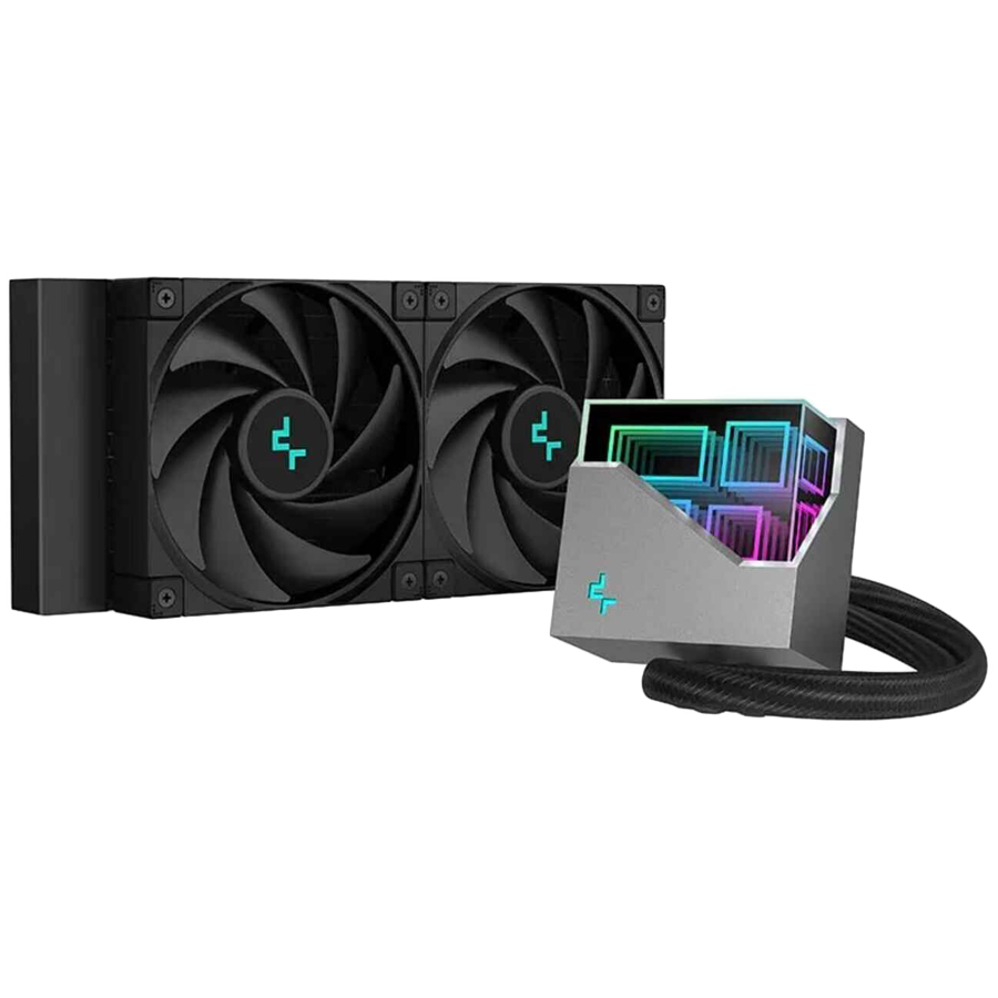 DeepCool LT520, 240mm CPU Liquid Cooler, 2x120mm FK120 PWM FDB Fans, 4th Gen Water Pump, ARGB Multidimensional Infinity Mirror Top Cap, Black, Int.LGA2066/2011v3/2011/1700/1200/1151/1150/1155, AMDsTRX4/sTR4/AM5/AM4