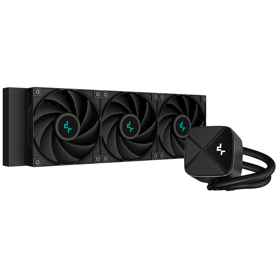 DeepCool LS720S Zero Dark, 360mm CPU Liquid Cooler, 3x120mm PWM Fans, Anti-Leak Technology, Black, LGA 1700/1200/1151/1150/1155, AMD AM5/AM4, 5Y R-LS720-BKNNMM-G-1