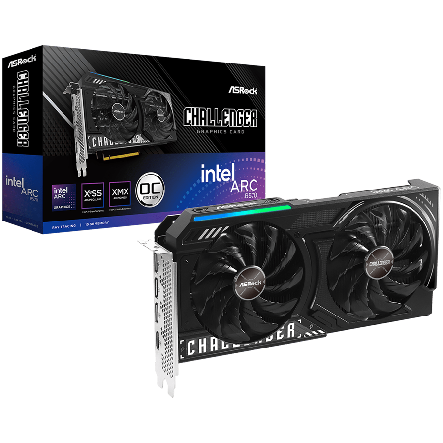 ASROCK Intel Arc B570 Challenger OC 10GB GDDR6 160-bit HDMI 3x DP