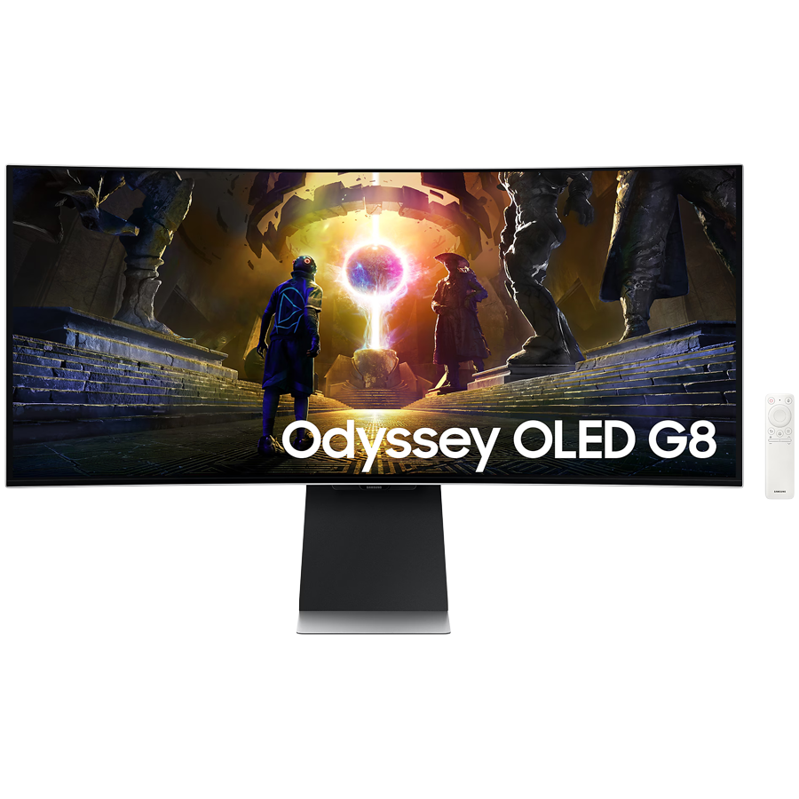 Monitor LED Samsung LS34DG850SUXDU Odyssey G85SD, 34"   Ultra WQHD Curved 1800R 21:9 (3440x1440) OLED 174Hz, 250 cd/m2, 1m:1, HDR400, 0.03ms (GTG), 178/178, FreeSync, 1xDP 2xHDMI, USB Hub, Speakers 3.5 Jack, Remote, 2Y