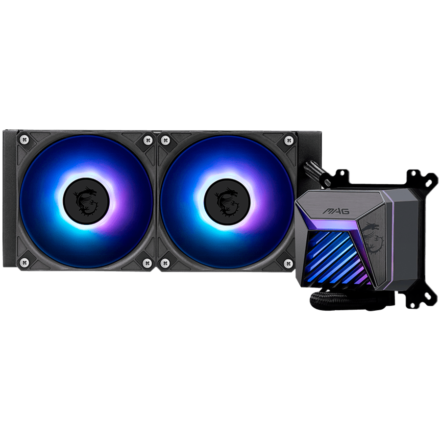 MSI MAG CORELIQUID A15 240, 2x120mm Pre-installed ARGB Daisy Chain Fans, Adjustable Offset Kit, Replacable Top Cover, Copper Base Intel LGA 1700/1851, AMD AM5/AM4, 3Y Warranty