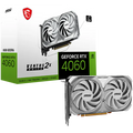 MSI Video Card Nvidia GeForce RTX 4060 VENTUS 2X WHITE 8G, 8GB GDDR6, 128bit, Boost: 2475 MHz, 3072 CUDA Cores, PCIe 4.0, 3x DP 1.4a, HDMI 2.1a, RAY TRACING, Dual Fan, 1x 8pin, 550W Recommended PSU, 3Y