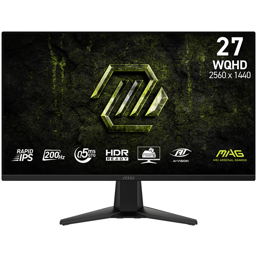 MSI MAG 275QF E20 Gaming Monitor, 27" 200Hz, WQHD (2560x1440) 16:9, Rapid IPS, 0.5ms, 300nits, 1000:1, 178/178, G-SYNC Compatible, AMD FreeSync Premium, Tilt, 1x DP, 2x HDMI, 3Y Warranty