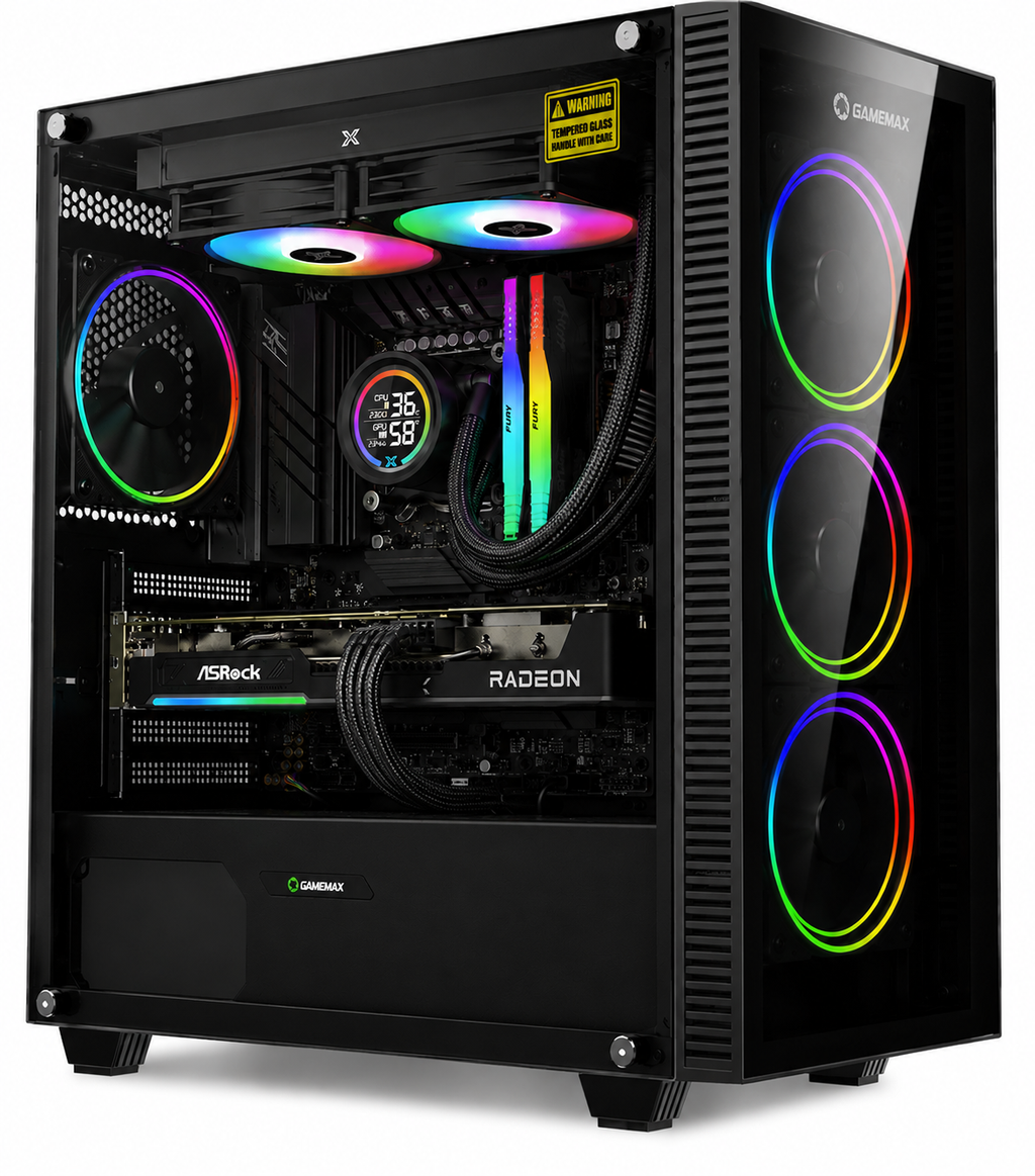 GamersWorld FALCON X3D | Ryzen 7 5800X3D | Radeon RX 9060 8GB | 32GB RGB